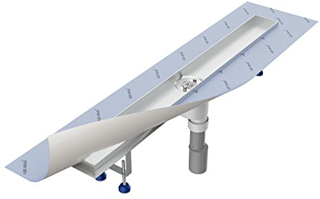 Grundkörper-SET für Duschrinne 60 cm AQUABAD® SDS Pro aus Edelstahl inkl. Haarsieb/Ablauf senkrecht (Ohne Abdeckung - separat erhältlich)