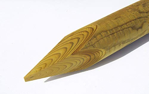 nextradeitalia CF da 1 PZ Pali in Legno Ø CM 8 Altezza CM 200 H tondi con Punta trattati impregnati per Recinzione staccionata/steccato Palo Tondo