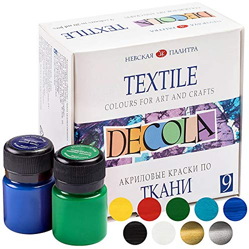 Decola Acryl-textilfarbe Set | 9x20 Ml Waschmaschinenfeste Stofffarben