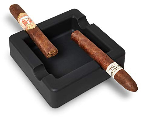 FairleeCove Cigar Ashtray for Large Gauge Cigars - Wide Shelf - Unbreakable – Sturdy Indoor Outdoor Cigar Ashtray for Patio Deck Pool