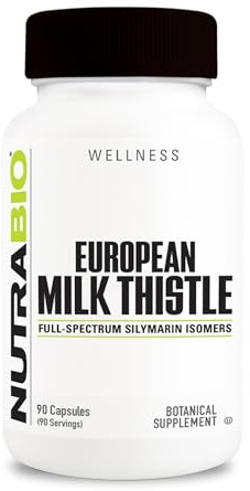 NutraBio European Milk Thistle Supplement, 241mg - Supports Antioxidant Benefits and Wellness, 90 Capsules, 80% Silymarin Extract, Herbal Supplement
