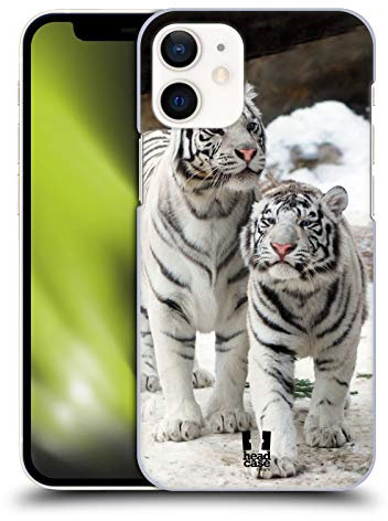 Head Case Designs Two White Tigers Famous Animals Hard Back Case and Matching Wallpaper Compatible With Apple iPhone 12 Mini