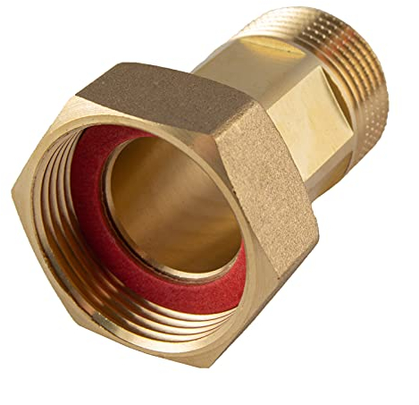 konst-install Verschraubung passend für Wasserzähler 1/2 Zoll (1/2 AG x 3/4 IG - AG Ø 21mm x IG Ø 24,1mm), Wasserzählerverschraubung aus Messing, Gewindefitting