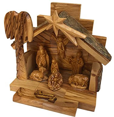Jerusalem Set presepe in legno d'ulivo con figure in Betlemme