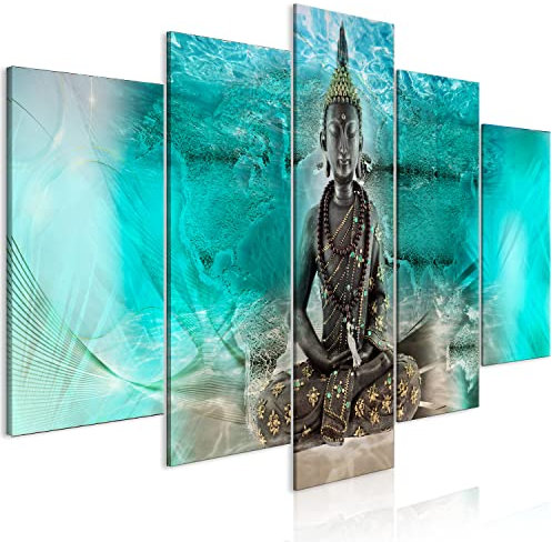 murando Acoustic Canvas Wall Art Buddha 225x112 cm / 89 x 45 picture with acoustic foam sound absorption print image Artwork 5 pcs room acoustics soundproofing Feng Shui Abstract p-C-10000-b-a