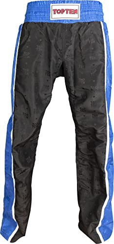 TOP TEN Kickboxhose „Stripes“ - schwarz-blau, Gr. XS = 150 cm, für Kinder