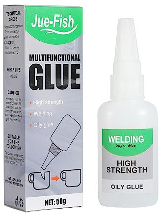 Jue-Fish Welding High-Strength Oily Glue - Pack of 2 Universal Super Glue Gel, Instant Bonding, Strong Adhesion, Repairs Last A Long Time for Metal, Plastic, Wood, Ceramics, Leather, 50 Gram (1PC)