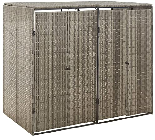 Générique Abri pour Poubelle Double Gris 140x80x117 cm Résine tressée,Maison & Jardin,Produits ménagers,Accessoires pour conteneurs à déchets,Cache-conteneurs à déchets,Gris,40.12 LB,319865
