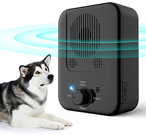 Antibell für Hunde, 3 Frequenzstufen Sonic Anti Bell, 33Ft Reichweite Antibell Ultraschall Gerät für Hunde, Wiederaufladbare Hundebell-Kontrolle im Innen Außenbereich, Anti-Bell-Mittel Hunde/Schwarz