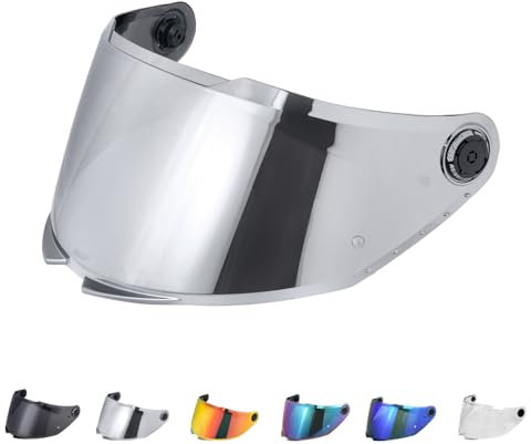 Visera Casco Moto Reemplazo para MT 28B/Thunder,Lente de Casco de Protección contra el Viento para Motocicleta,Accesorios para Cascos de Moto (Cromo Plata)