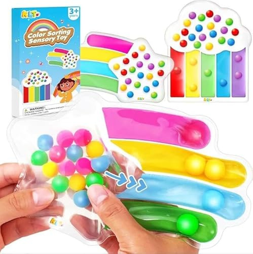 Fidget Toys färgsorteringsleksak, anti-stressleksak, sensorisk leksak, Adhs, autism, anti-stress, känslomässig leksak för barn, klämbar, spel, adhs och autism (stjärna)