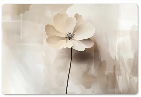 KitchenYeah© Set de 6 Manteles Individuales Plástico 45x30 cm Antimanchas y Antideslizantes Tapete Mesa Comedor Salvamantel Individual PVC Flor - Beige - Pintura - Sombra
