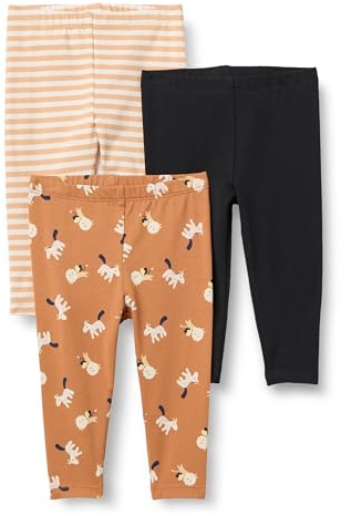 Amazon Essentials unisex småbarn leggings, paket med 3, svart/randig/lejon och ponny, 4T