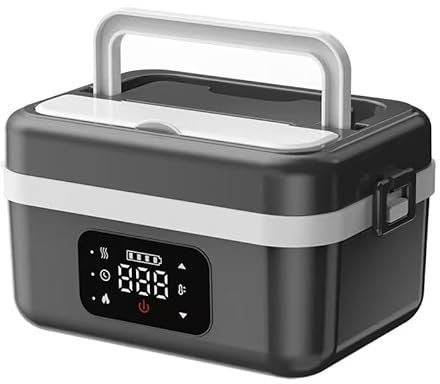 Kwoxet Scaldavivande Elettrico Portatile 1000ML | Porta Pranzo Riscaldabile con Batteria 16000mAh USB-C | 6 Livelli, Timer, Mantenimento Caldo | Per Ufficio/Cantiere/Auto