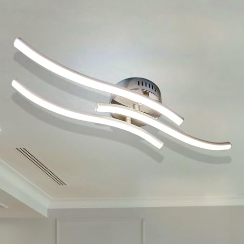 Sweier Lamparas de Techo Salon, Lámpara de techo LED, 22W 2200LM Lamparas LED para Techo Curvas 6000K Blanco Frío para Cocina Pasillo Pormitorio