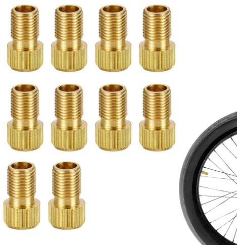Alfven Adaptador de Válvula de Bicicleta,10 Piezas Adaptador de Válvula Presta de Latón Conversor de Válvula con anillo de sellado para bomba de bicicleta bomba