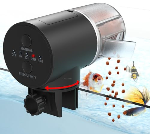Automatic Fish Feeder for Aquarium, Vacation, 7, 14 Day Auto Food Dispenser with Timer, 200ml Large Capacity, Battery Powered, Ideal for Turtle/Fish Tank Aquarium Accessories, Batteries Included