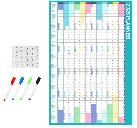 WOONEKY calendario de oficina pizarra blanca calendario con marcadores planificador mensual pared planificador mensual anual pizarra