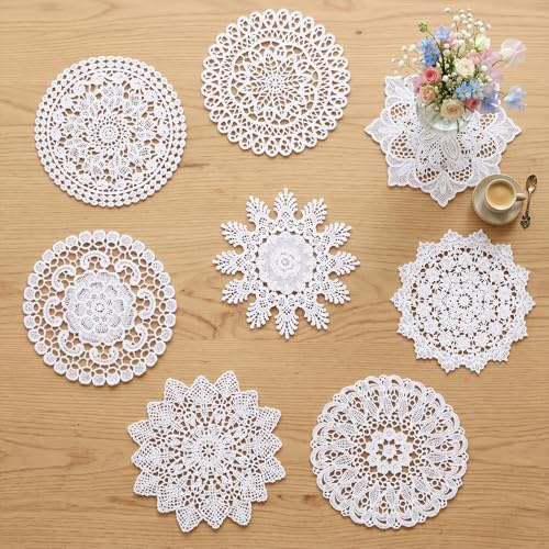 Molain 8 Stück weiße Spitzendeckchen, für Küche, Esszimmer, Hochzeit