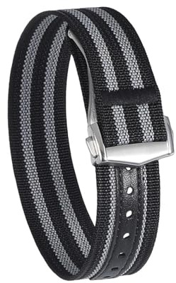 Premium ribbad nylon klockband 20 mm 22 mm med vikbart spänne sportband för herr traditionell klocka