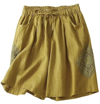 Dam Casual Semester Shorts Breda Ben Elastisk För Park Lek Fotboll Krocket Kubb Senior Kvinna Ledig Skön