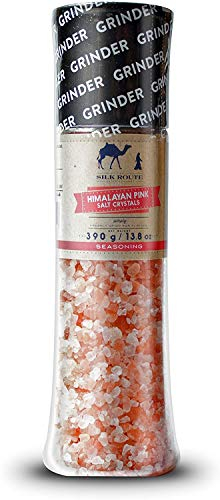 Silk Route Spice Company Himalayan Pink Salt Giant Spice Grinder - 390g/13.8oz Easy to Use Pink Salt Mill Fresh Himalayan Salt Contains Essential Minerals