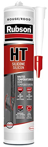 Rubson HT Red, High Temperature Silicone Sealant, Multi-Support Sealant, Sealant and Bonding Seals for Ovens, Boilers, Fireplace Pipes, 300ml Cartridge