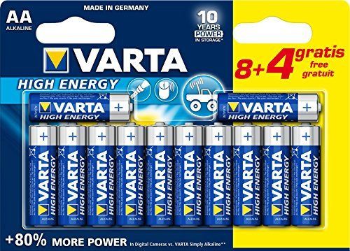 Varta - Pilas alcalinas recargables (12 unidades, AA, 8+4)