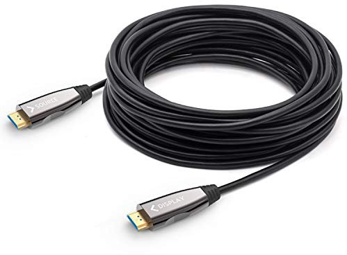 DELONG Fiber Optic HDMI Cable, 50ft Long HDMI Cord Support 4K 60Hz UHD/HDR/HDTV/3D IMAX/Dolby Vision,Compatible with AV Receiver,4K Projector, UHD TV,PS4 Pro,Xbox etc.(100ft/50ft/30ft Optional) 15m