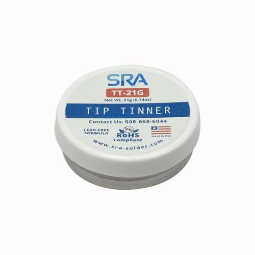 SRA Lead-Free Tip Tinner – 21g Container | Rapid Re-Tinning & Oxidation Removal for Soldering Iron Tips | RoHS Compliant, No-Clean Formula, Made in USA