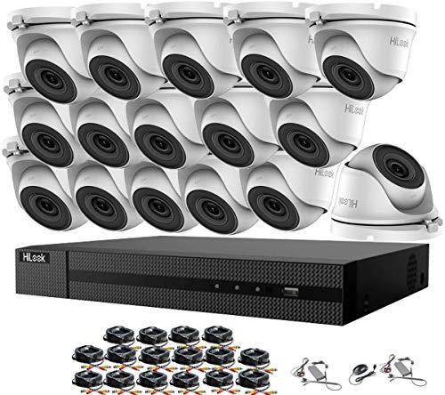 HILOOK HIKVISION 16CH 5MP Home CCTV Camera System,H.265+DVR Recorder16X5MP IP67 Waterproof Outdoor&Indoor Security White Dome Cameras&EXIR Night Vision,Motion Detection&Remote Monitoring (4TB HDD)