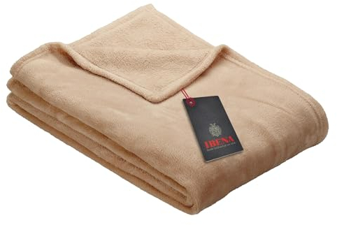 Ibena Kuscheldecke Olbia 150x200 cm - flauschig, warm & waschbar, Fleecedecke beige einfarbig