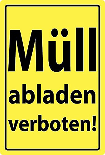 Metall Schild 20x30cm Müll abladen verboten Warnschild Blechschild