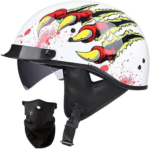 STTTBD Casco da Moto Casco da Scooter per Casco Semi Aperto Unisex Approvato DOT/ECE con Visiera Parasole Fodera Rimovibile per Scooter da Bici E,XXL