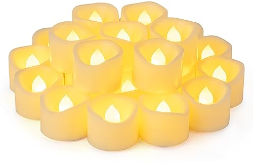 Yakpo 24 Pack 3.8cm x 3cm Battery Operated LED Tea Light Candles, Small Flameless Flickering Votive Candles, Electric Flicker Fake Tealights Bulk for Wedding Halloween Christmas Table Home Decorations