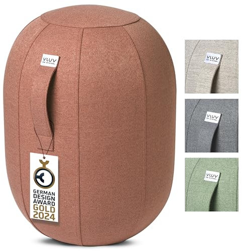 VLUV® KAPSUL SOVA Balance-Kapsel [Atmungsaktiv mit Tragegriff und Wegrollschutz] Waschbarer Stoffbezug | Ergonomischer Hocker | Schreibtischhocker | Wackelhocker | Sitzball Büro Ergonomisch