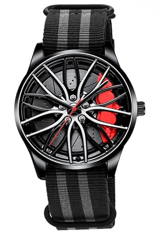 ROSSOM Hommes Montre Marque Sport mâle évider Conception Montre Bracelet en Nylon Militaire analogique Quartz Montre Hommes pour BMW Roue étrier Hommes Montre