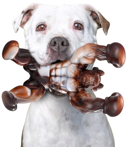 Zinbo Dog Toys for Aggressive Chewers, Indestructible Dog Toys, Tough Dog Toy for Aggressive Chewers Medium/Large Breed, Real Bacon Flavored, Durable Nylon Dog Bone Toys (Large, Beef)