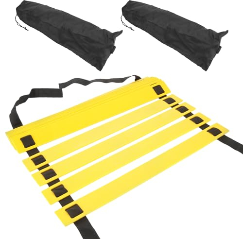 WOPPLXY 2 Stück Schnelligkeitsleiter, 6m Trainingsleiter mit Tasche, Agility Ladder Breite von 42 cm, Koordinationsleiter für Fußball Training und Übungen Koordinationstraining