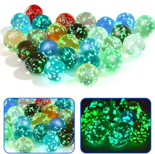 Tadpolez Lot de 40 Billes Enfant, Billes en Verre de Couleur,Bille Phosphorescentes,pour Jeux de Course à Pied,Projets de Bricolage ou Décoration de la Maison