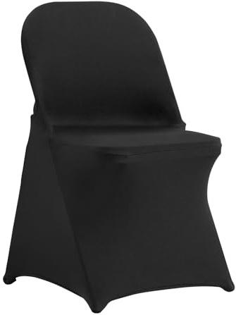 VEVOR Stretch Spandex Folding Chair Covers, Universal Fitted Chair Cover, Removable Washable Protective Slipcovers, for Wedding, Holiday, Banquet, Party, Celebration, Dining (50PCS Black)