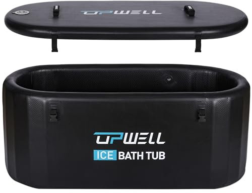 UPWELL Cold Plunge Tub Large Portable Oval Inflatable Ice Bath with Cover Tub for Cold Water Athletes Large Baths for Therapy Recovery at Home or Outdoors Ice Plunge Black