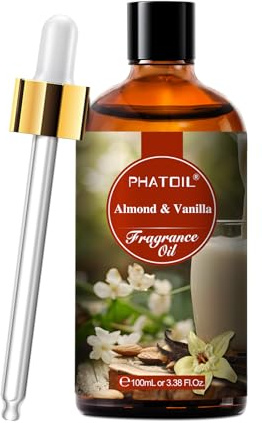 PHATOIL Almond & Vanilla Fragrance Oils for Aromatherapy, Essential Oils for Diffusers for Home, Perfect for Candle Making, Soap Making and DIY Scented Products - 100ml