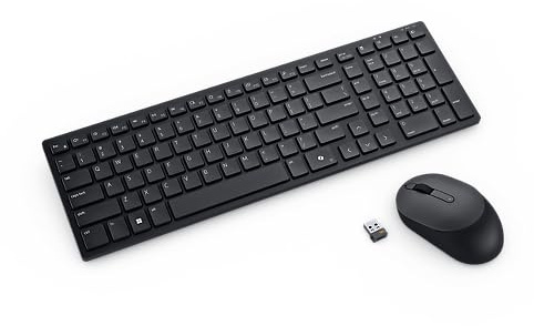 Dell Silent Keyboard and Mouse KM555 – UK QWERTY Layout, Wireless Combo with Silent Keys and Mouse Clicks, Long Battery Life, Black