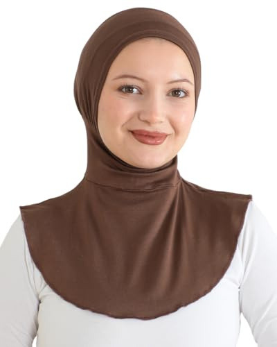 Prien Hijab De Sport Pour Femme, Foulard La Priere Islamique, Turban Flexible Fille, Vêtements Musulmane, Bonnet À Col en Viscose, Echarpe Voile (Marron)