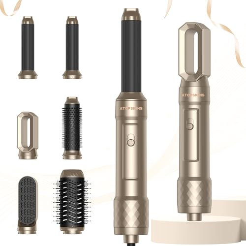 Atopskins 6 in 1 Air Styler & Spazzola Asciugacapelli Airbrush 6 in 1 Multifunzione Hair Styler Spazzola Phon per Capelli Con Spazzola Lisciante 3 Regolazione della Temperature, Styler Capelli