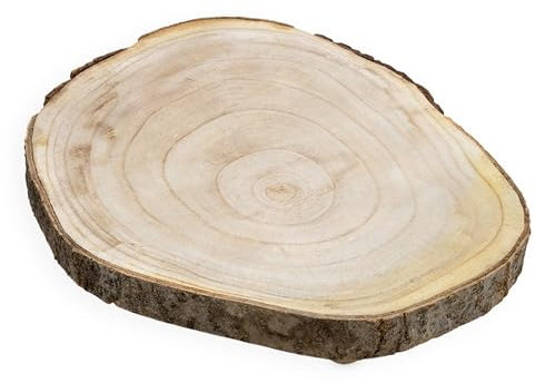 Spetebo Blumenhocker aus Baumscheibe mit Rinde - Ø 33 cm - Holz Deko Pflanzenteller rund natur auf 3 Füßen - Dekoteller Holzteller Blumenteller Pflanzenständer Pflanzenhocker Blumenständer