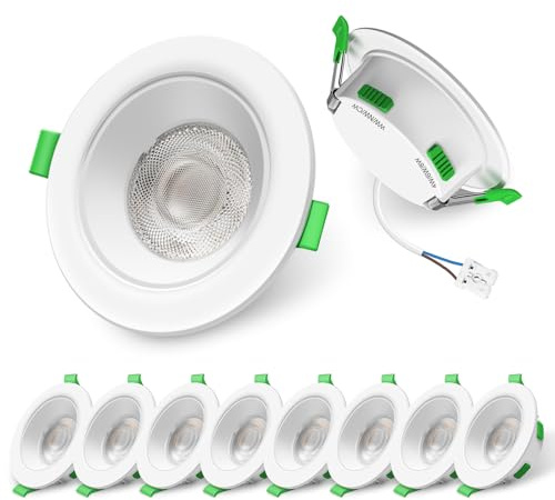 ALUSSO 60°3CCT LED Downlights for Ceiling 4W/6W/8W Dimmable White 10 Pack | Ultra Slim 68mm IP44 Bathroom Spotlights, 3000K Warmwhite/4000K Neutralwhite/6500K Coolwhite Recessed Ceiling Lights