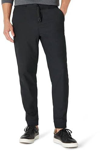 Amazon Essentials Pantaloni da Jogging Elasticizzati da Viaggio Vestibilità Aderente Uomo, Nero, L