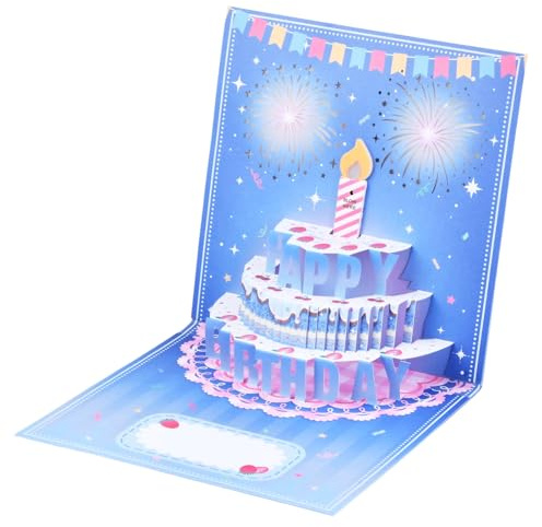 Biglietto di Compleanno con Musica e Luci a Led, Cartolina di Auguri Tridimensionali 3D con Candele e Fuochi d'Artificio, Candele a Led Soffiabili, Sono Regali di Compleanno per Familiari e Amici